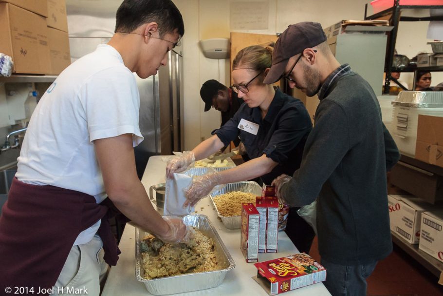 Volunteers Making Stuffing.